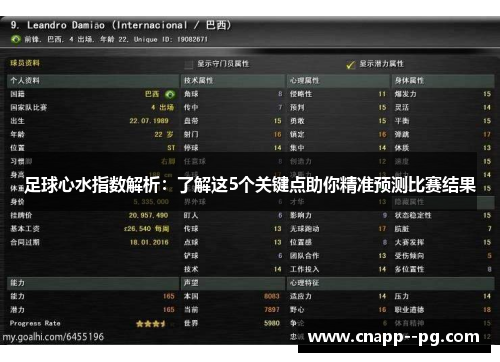 足球心水指数解析：了解这5个关键点助你精准预测比赛结果